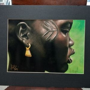 Print Picture African Girl w/Tribal Face Mark's